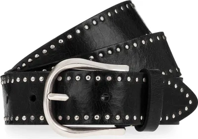 Produktbild von Damen Nietengürtel aus Leder mit Dornschließe, 100cm Länge, 3.5cm Breite