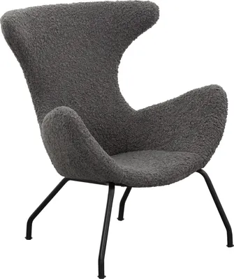 Produktbild von SalesFever Relaxsessel | Bezug Teddyfell | Gestell Metall schwarz | B 77 x T 62 x H 95 cm | grau