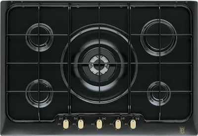 Image de Electrolux PN750RUV, Plaque de cuisson à gaz encastrable noire, 5 brûleurs