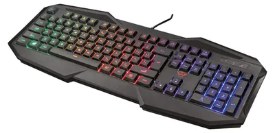 Produktbild von Gaming GXT 830-RW Avonn Gaming Tastatur QWERTZ Deutsches Layout Regenbogenwellen-Beleuchtung Anti-Ghosting Spielmodus 12 Media-Tasten USB Tastatur Schwarz