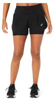 Immagine prodotto di ASICS 2012C975 Pantaloncini da corsa da donna, modello 2-in-1, colore nero, taglia XL