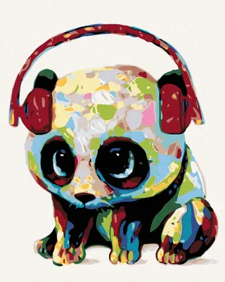 Produktbild von Diamondi - Diamond painting - PANDABÄR MIT KOPFHÖRERN, 40X50 cm, mit Keilrahmen (bereits gespannt)