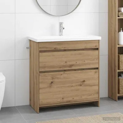 Immagine prodotto di Maison Exclusive - Set di mobili da bagno in legno effetto rovere artigianale, dimensioni 81 x 40 x 84,5 cm