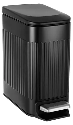 Immagine prodotto di Contenitore per rifiuti da bagno con coperchio, capacità 6 litri, acciaio inossidabile, pedale a pressione, design elegante, colore nero