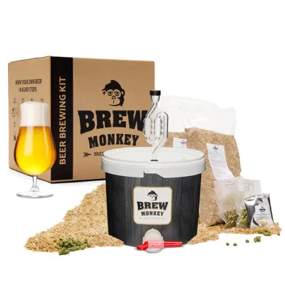 Produktbild von Brew Monkey® Bierbrauset Tripel | Basic Set 5 Liter Bier | 8,2% Vol. | Bier Brauen Set | Männergeschenke | Bier Geschenke für Männer | Geburtstagsgeschenk für Männer
