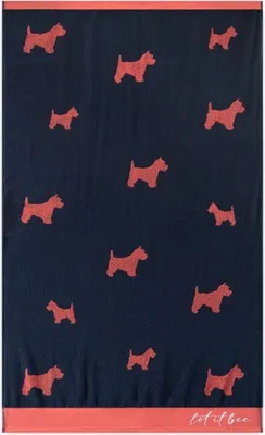 Image de Serviette de bain, serviette de plage, épaisse, 100 % coton égyptien, 100 x 160 cm, rouge et bleu marine, chiens
