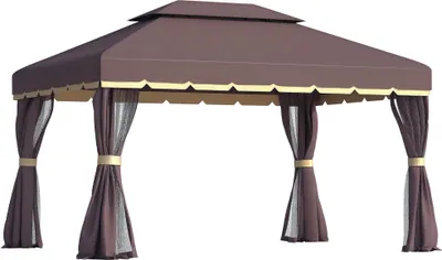 Produktbild von Outsunny Gartenpavillon Pavillon Gartenzelt mit Seitenteile Moskitonetz
