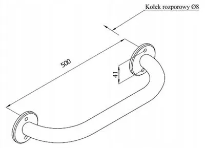 Obrázek produktu pro Andex, nástěnná rukojeť, rovná, nerezová ocel, černá matná, 50 cm