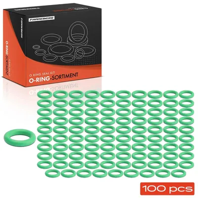 Immagine prodotto di Set di 100 guarnizioni - O-ring per compressore del climatizzatore - Kit di riparazione per l'impianto di climatizzazione dell'auto - Set di guarnizioni - Gomma sintetica