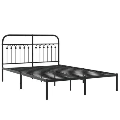 Produktbild von Bettgestell mit Kopfteil Metall Schwarz 135x190 cm