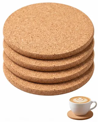 Korkuntersetzer 4er-Set, quadratisch, 10 x 10 cm, Naturholz