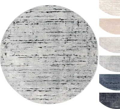 Produktbild von Rund Kurzflor Teppich Wohnzimmer Dunkelgrau 120 cm, Moderner Super Soft Kurzflor Teppich