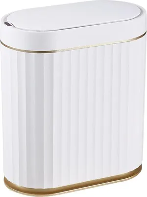 Image de Poubelle pratique en plastique de 8 litres, élégante, avec couvercle, pour la chambre, la salle de bains, la salle à manger ou le bureau
