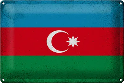 Produktbild von Blechschild Flagge Aserbaidschan 30x20cm Azerbaijan Vintage