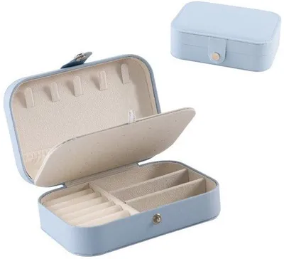 Image de Petite boîte de voyage pour bijoux, 16 x 11 x 5 cm, à double couvercle