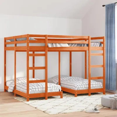 Produktbild von Maison Exclusive - Dreifach Etagenbettrahmen Wachsbraun 160 x 200 cm