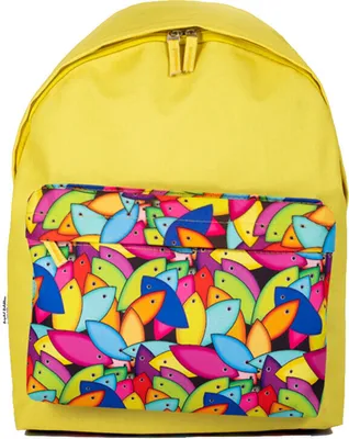 Produktbild von Biggdesign Fertility Fish Rucksack, Freizeitrucksack für Damen, Mädchen, Jungen, Schulrucksack für Kinder, Tagesrucksack, Schulranzen für Studenten, Wasserdicht, Fischmotiv, gelb
