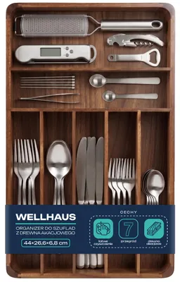 Produktbild von WELLHAUS Besteckeinsatz Akazienholz 44x26 6 cm Schubladenorganizer