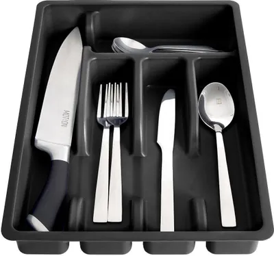 Image de Range-couverts universel Range-tiroirs Noir Plastique 5 compartiments