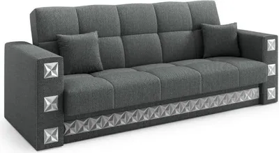 Produktbild von LIKMA Dunkelgrau Ausziehbar 3 Sitzer Sofa Manila 221x91x85 cm Schlaffunktion Bettzeugbehälter Kissen Sofa mit Bettfunktion Gesteppte Schlafsofa Couchgarnitur Stoff: Inari 96