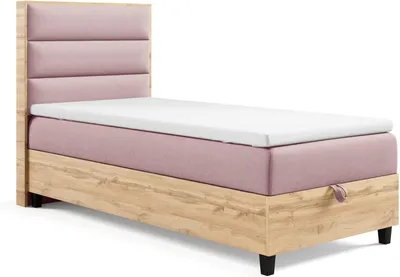 Produktbild von Trinity K-1 Boxspringbett 90x200 | Einzelbett mit. Matratze und Stauraum | Bonellfederkern inkl. Topper & Kopfteil | inkl. Lieferung - Rosa