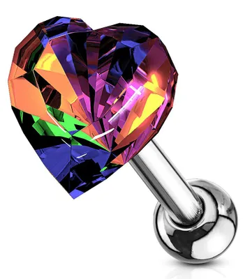 Produktbild von Helix & Tragus Ohr Piercing „Kristall Herz“ Vitrail Light