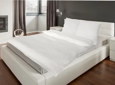 Produktbild von Bettwäsche 135x200 + 80x80 Satin HOTEL DAMAST Premium Baumwolle 2 teilig Weiss