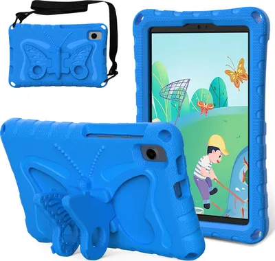 Produktbild von Kinder Hülle für Samsung Galaxy Tab A 8,0-Zoll 2019/Tab A7 Lite 8,7"/Tab A9 8,7" Leicht Stoßfeste EVA Kindgerechtes Schutzhülle mit Schultergurt, Schmetterlings-Ständer Blau