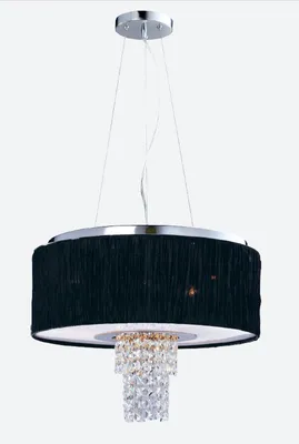 Image de Suspension PASHMINA 6xE14/40W, argent/noir/clair/opale blanc, Ø : 50 H : 21,5 cm, douille E14, intensité lumineuse variable