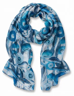 Produktbild von styleBREAKER Damen Schal mit Blumen Muster & kurzen Fransen | weiches Halstuch 180x72 cm | leichter Viskose Sommerschal für Frühling & Übergang