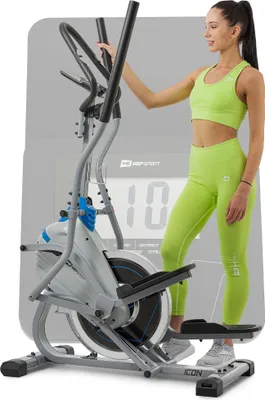 Produktbild von Hop-Sport Cross Stepper für zuhause HS-400B Icon Grau - 2-in-1 Crosstrainer und Stepper mit Trainingscomputer - innovatives Trainingsgerät