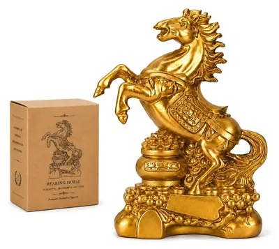 Pferd Figur golden 8,7 cm Feng Shui Tischdeko