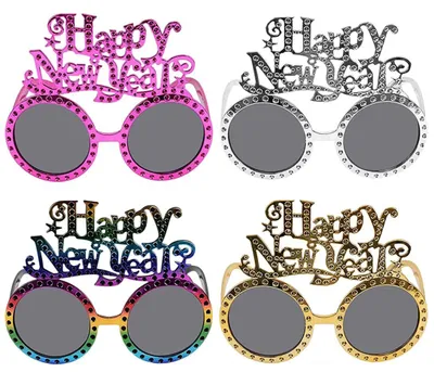 4er-Set Silvesterbrille, Glitzer, lustige Partybrille, Neujahr