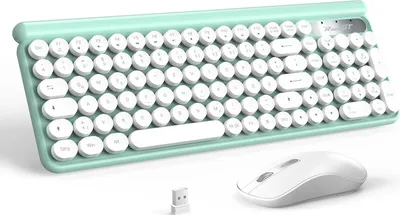 Produktbild von Tastatur Funktastatur mit Maus USB Grün Tastatur Bunt Maus und Tastatur Wireless Keyboard and Mouse QWERTZ Deutsch Layout