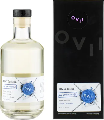 Produktbild von Destylat cOVIIdówka bez pOVIIklañ 500 ml w kartonie | Vodka |500 ml | 40% Alkohol | Drake Distillery | Geschenkidee | 18+