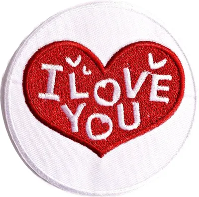 Produktbild von I Love You - Aufnäher, Bügelbild, Aufbügler, Applikationen, Patches, Flicken, Zum Aufbügeln, Größe: Ø 7,8 cm