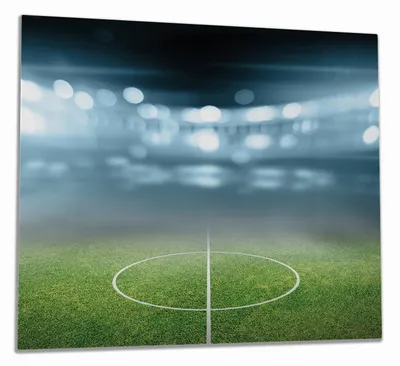 Produktbild von Wallario Herdabdeckplatte aus Glas, Größe 60 x 52 cm 1-teilig, Motiv Fußball Stadion Mittellinie II