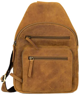 Produktbild von Vintage Leder Schultertasche Umhängetasche Brusttasche Crossbody Bag (Cognac)