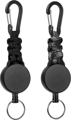 Produktbild von Schlösserhaken, ausziehbar, 60 cm Stahlkabel, einziehbarer Schlüsselhaken, Schlüsselkette, Karabinergehänge