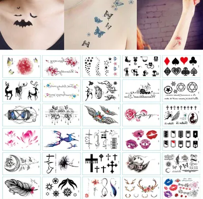 Obrázok produktu pre Dočasné tetovanie Tetovanie Body Art Malé listy Tetovacie nálepky Falošné tetovanie na ruky Nálepky pre mužov ženy (30 listov)