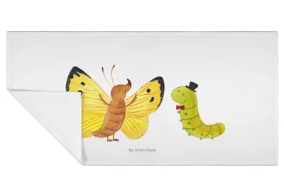 Produktbild von Mr. & Mrs. Panda Handtuch Raupe Schmetterling - Weiß - Geschenk, Hut, Baumwollhandtuch, Lustige Sprüche, Entwicklung, gesichtshandtuch, Schönheit, kleines, Flauschtuch