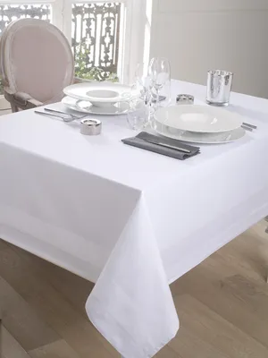 Damast-Tischdecke aus Satin, 180 x 180 cm, Weiß