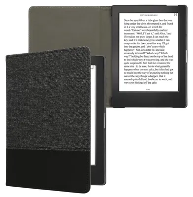 Produktbild von kwmobile Hülle kompatibel mit Kobo Aura H2O Edition 1 - Canvas eReader Schutzhülle Cover Case - Dunkelgrau Schwarz