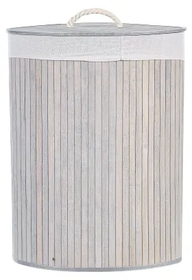 Obrázek produktu pro BELIANI Úložný koš světle šedý bambus s víkem koš na prádlo boho design doplňky do domácnosti