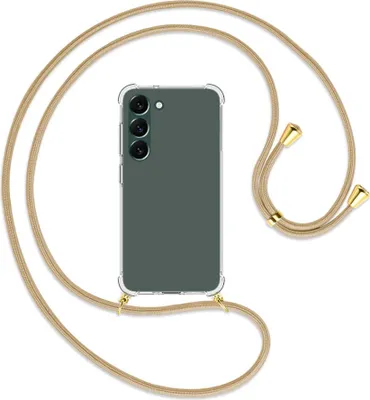 Produktbild von Handykette Backcover-Schutzhülle mit Band (Metall goldfarben) für Samsung Galaxy S23 Plus - caramel