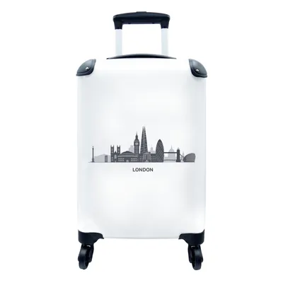 Produktbild von MuchoWow® Koffer Handgepäck Trolley Rollkoffer Kleine Reisekoffer mit 4 Rollen - London - England - Skyline - Cabin Size < 55x40x23 cm & 55x40x20 cm - Fotokoffer - Kabinenkoffer - Boardgepäck - Reise-Box - Reisekoffer - Reisegepäck - Koffer mit Bild - Trolley für Kinder