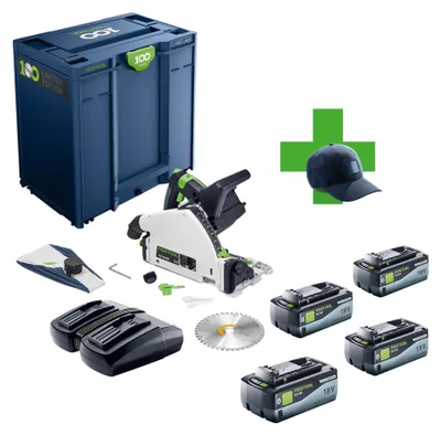 Image de Festool TSC 55 KEB-Basic 100Y Limited Edition Scie plongeante sans fil 18 / 36 V ( 2x 18 V ) 160 mm Brushless + 4x batterie 8,0 Ah + chargeur + Systainer