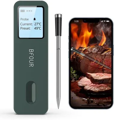 Obrázek produktu pro Bezdrátový teploměr na maso s velkým displejem a ovládáním přes chytrou aplikaci pro gril, troubu a fritézu