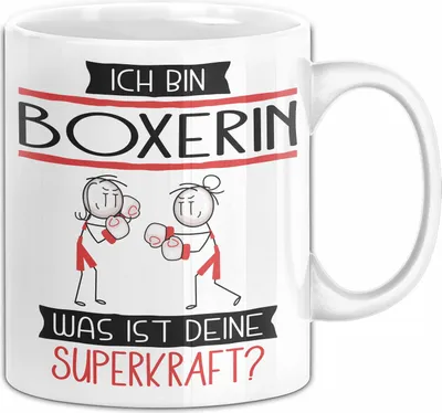 Produktbild von Boxerin Geschenk Tasse Ich Bin Boxerin Was Ist Deine Superkraft Geschenkidee Lustig Geburtstag Weihnachten (Weiß)