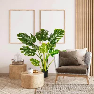 Produktbild von Kunstpflanze in Kunststofftopf Künstlicher Monstera Zimmerpflanze Dekopflanze Büropflanze für Innen & Außen 110 cm